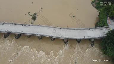 航拍河流涨洪水洪涝灾害